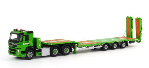 ギャラリービューアに画像をロードする, CHRISTEN 3軸 セミ底床 + VOLVO FH3 6X4トラックトレーラー /WSI　1/50 建設機械模型　ミニカー
