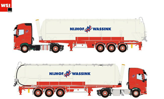 【予約】4-6月以降発売予定Nijhof Wassink Volvoボルボ FH4 Globetrotter Bulk Trailer Kipper 3軸トラック/WSI　1/50 建設機械模型　ミニカー