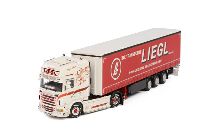 【予約】7-9月以降発売予定Liegl SCANIA R Topline カーテンサイダートレーラー 3軸トラック/WSI　1/50 建設機械模型　ミニカー