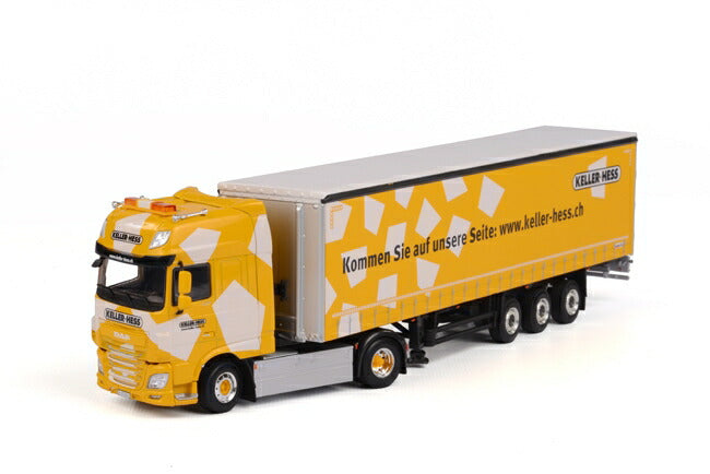 Keller + Hess DAF XF SSC カーテンサイダートレーラー 3軸 トラック /WSI 建設機械模型 工事車両 1/50 ミニチュア 重機
