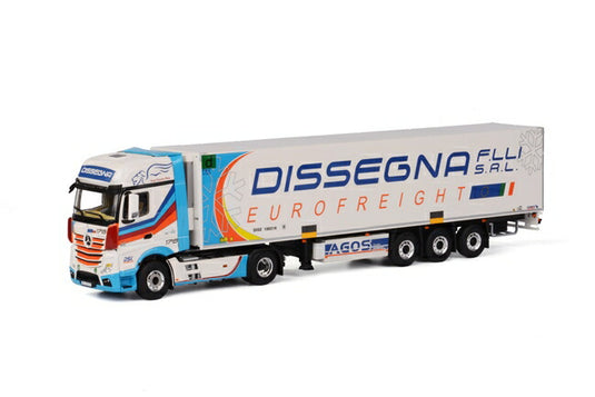 Dissegna メルセデスベンツアクトロス Giga Space リーファートレーラー Thermoking 3軸 トラック /WSI 建設機械模型 工事車両 1/50 ミニチュア 重機