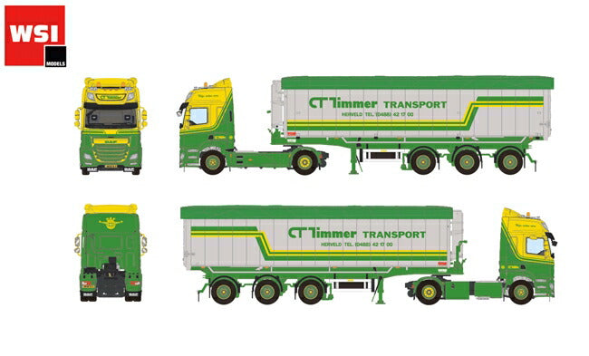 【予約】7月-9月以降発売予定C. Timmer Transport DAF CF Space Cab Tip Trailer Volume 3軸 トラックトレーラー /WSI 建設機械模型 工事車両 1/50 ミニチュア