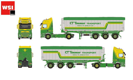【予約】7月-9月以降発売予定C. Timmer Transport DAF CF Space Cab Tip Trailer Volume 3軸 トラックトレーラー /WSI 建設機械模型 工事車両 1/50 ミニチュア