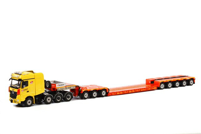 ギャラリービューアに画像をロードする, Silvasti Mercedes-Benz Arocs Big Space SLT 8x4 Nooteboomノーテブーム 5軸 EURO-PX + 3軸 ICP トラック/WSI 建設機械模型 工事車両 1/50 ミニチュア
