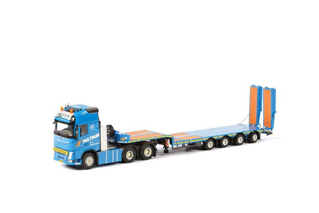 Pultrum Volvoボルボ FH4 Globetrotter XL Broshuis 底床セミ 4軸　トレーラートラック/WSI 建設機械模型 工事車両 1/50 ミニチュア