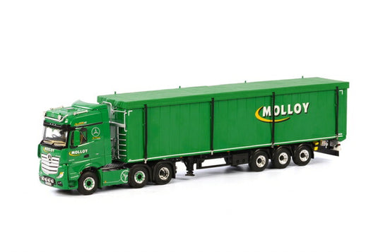 Molloy メルセデスベンツアクトロス Big Space Cargo Floor Trailer 3軸 トラックトレーラー /WSI 建設機械模型 工事車両 1/50 ミニチュア