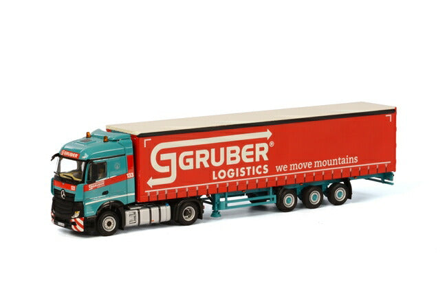 【予約】2016年4-6月以降発売予定Gruber メルセデスベンツアクトロス StreamSpace カーテンサイダートレーラー 3軸　トラック　/WSI 建設機械模型 工事車両 1/50 ミニチュア