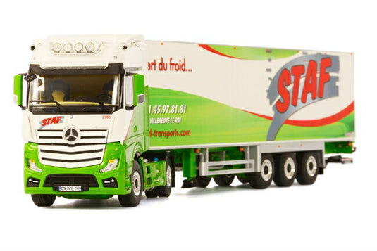 Staf メルセデスベンツアクトロス Big Space リーファートレーラー Thermoking 3軸トラック トラクタヘッド　/WSI 建設機械模型 工事車両 1/50 ミニチュア