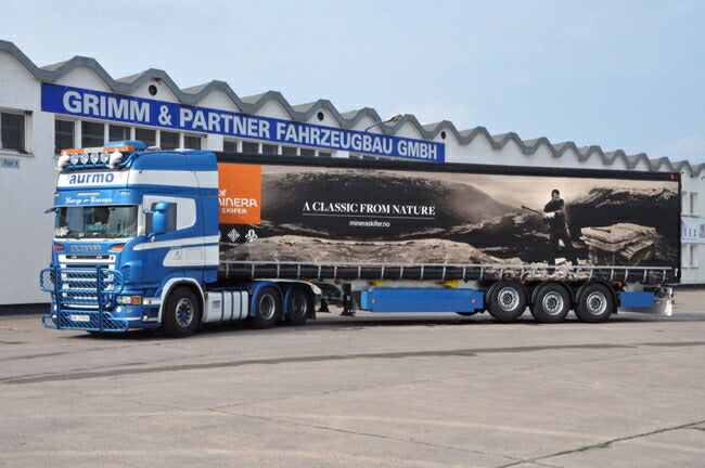 【予約】10-12月以降発売予定Aurmo SCANIAスカニア R Topline カーテンサイダートレーラー 3軸 トラック /WSI 建設機械模型 工事車両 1/50 ミニチュア