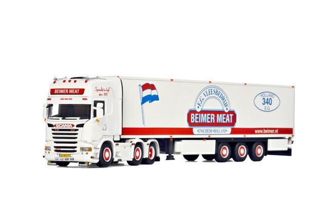 ギャラリービューアに画像をロードする, Beimer Meat SCANIAスカニア R Streamline Topline リーファートレーラー Thermoking 3軸 /WSI 建設機械模型 工事車両 1/50 ミニチュア

