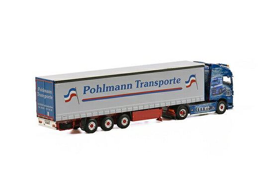 Pohlmann Volvo FH4 Globetrotter カーテンサイダートレーラー 3軸 トラック /WSI  建設機械模型 工事車両 1/50 ミニチュア