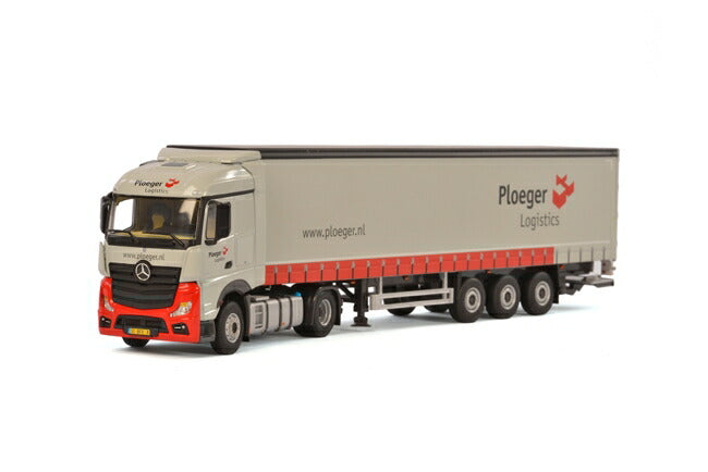 Ploeger メルセデスベンツアクトロス StreamSpace カーテンサイダートレーラー 3軸 トラック /WSI  建設機械模型 工事車両 1/50 ミニチュア