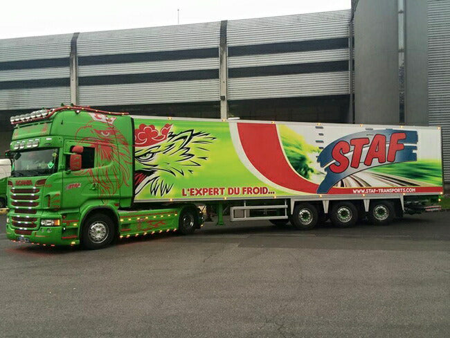 【予約】10-12月以降発売予定Staf SCANIA R Topline リーファートレーラー Carrier 3軸 トラック /WSI  建設機械模型 工事車両 1/50 ミニチュア