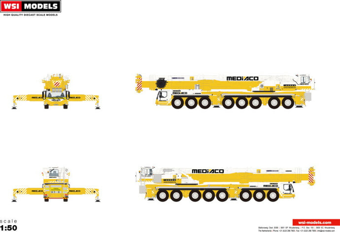 【予約】10-12月以降発売予定Mediaco  LIEBHERR LTM 1500 モバイルクレーン/WSI 建設機械模型 工事車両 1/50 ミニカー