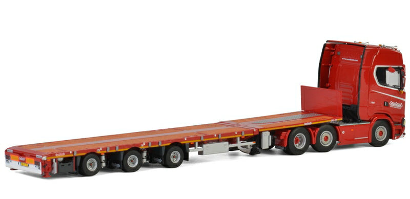 ギャラリービューアに画像をロードする, KNT Red Line Noteboom SCANIA S HIGHLINE CS20H 6x2 MEGATRAILER FLATBED - 3軸 トラックトレーラー /建設機械模型 工事車両 WSI 1/50 ミニチュア
